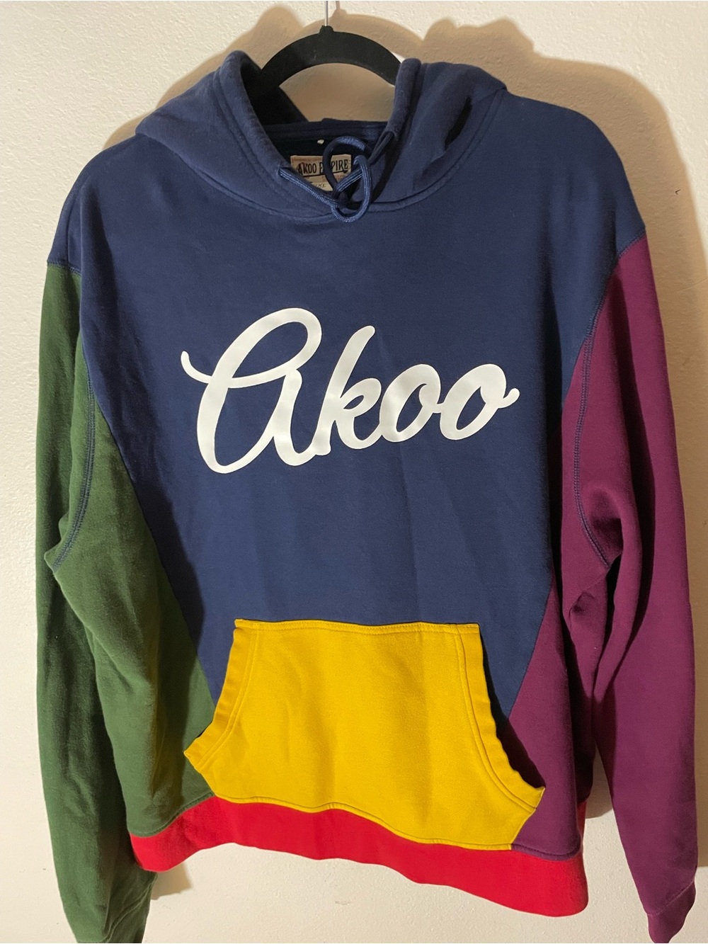 Akoo Navy Colorblock Hoodie with Green, Purple, Yellow & Red Accents